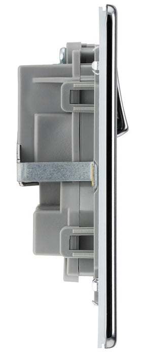 BG FPC22G Flatplate Screwless Double Socket 13A - Grey Insert - Polished Chrome - westbasedirect.com