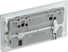 BG FPC22UAC45W Flatplate Screwless 13A Double Switched Power Socket + USB A+C (45W) - Polished Chrome + White Insert - westbasedirect.com