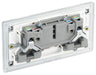 BG FPC22W Flatplate Screwless Double Socket 13A - White Insert - Polished Chrome (5 Pack) - westbasedirect.com