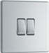 BG FPC42 Flatplate Screwless Double Light Switch 10A - Polished Chrome (5 Pack) - westbasedirect.com