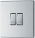 BG FPC42 Flatplate Screwless Double Light Switch 10A - Polished Chrome - westbasedirect.com