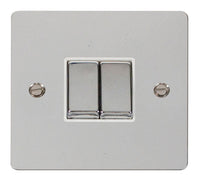 Click Define FPCH412WH Flat Plate 10AX Ingot 2-Gang 2-Way Plate Switch - Polished Chrome (White)