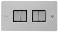 Click Define FPCH414BK Flat Plate 10AX Ingot 4-Gang 2-Way Plate Switch - Polished Chrome (Black)