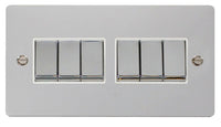 Click Define FPCH416WH Flat Plate 10AX Ingot 6-Gang 2-Way Plate Switch - Polished Chrome (White)