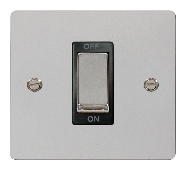 Click Define FPCH500BK Flat Plate 45A Ingot 1G Double Pole Switch - Polished Chrome (Black) - westbasedirect.com