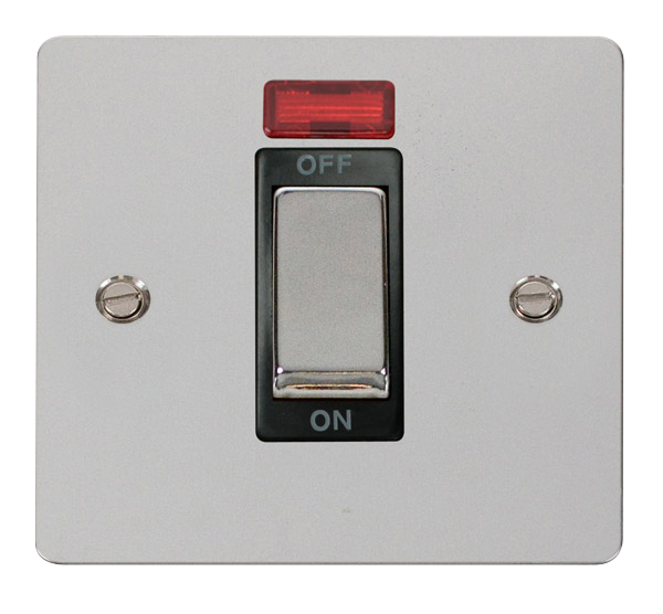 Click Define FPCH501BK Flat Plate 45A Ingot 1G Double Pole Switch + Neon - Polished Chrome (Black) - westbasedirect.com