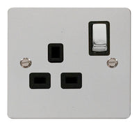 Click Define FPCH535BK Flat Plate 13A Ingot 1G DP Switched Socket - Polished Chrome (Black)