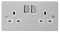 Click Define FPCH536WH Flat Plate 13A Ingot 2G DP Switched Socket - Polished Chrome (White)