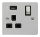 Click Define FPCH571UBK Flat Plate 13A Ingot 1G Switched Socket + 1x2.1A USB - Polished Chrome (Black) - westbasedirect.com