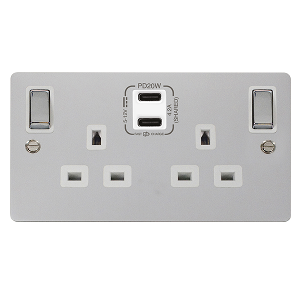 Buy Click Define FPCH596WH Flat Plate 'Ingot' 13A 2 Gang Switched ...