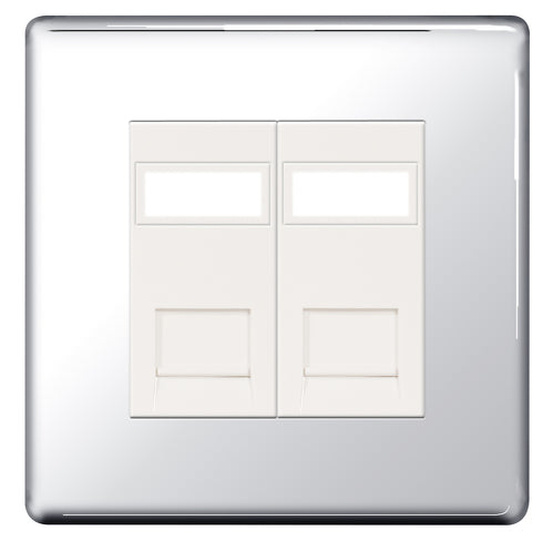 BG FPCRJ452 Flatplate Screwless RJ45 Double Data Outlet Socket - Polished Chrome - westbasedirect.com