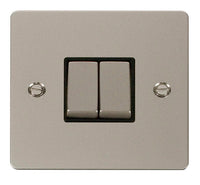 Click Define FPPN412BK Flat Plate 10AX Ingot 2-Gang 2-Way Plate Switch - Pearl Nickel (Black)