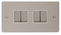 Click Define FPPN414WH Flat Plate 10AX Ingot 4-Gang 2-Way Plate Switch - Pearl Nickel (White)