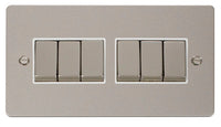 Click Define FPPN416WH Flat Plate 10AX Ingot 6-Gang 2-Way Plate Switch - Pearl Nickel (White)