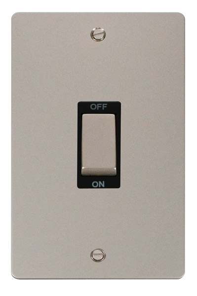 Click Define FPPN502BK Flat Plate 45A Ingot 2G Double Pole Switch (Vertical) - Pearl Nickel (Black) - westbasedirect.com