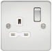 Knightsbridge FPR7000PCW Flat Plate 13A 1G DP Switch Socket - Polished Chrome + White Insert - westbasedirect.com