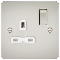 Knightsbridge FPR7000PLW Flat Plate 13A 1G DP Switch Socket - Pearl + White Insert