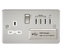 Knightsbridge FPR7USB4BCW Flat Plate 13A Switch Socket + 4xUSB - Brushed Chrome + White Insert - westbasedirect.com