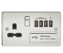 Knightsbridge FPR7USB4PC Flat Plate 13A Switch Socket + 4xUSB - Polished Chrome + Black Insert - westbasedirect.com