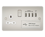 Knightsbridge FPR7USB4PLW Flat Plate 13A Switch Socket + 4xUSB - Pearl + White Insert - westbasedirect.com