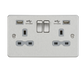 Knightsbridge FPR9224BCG Flat Plate 13A 2G Switch Socket + 2xUSB 2.4A - Brushed Chrome + Grey Insert - westbasedirect.com