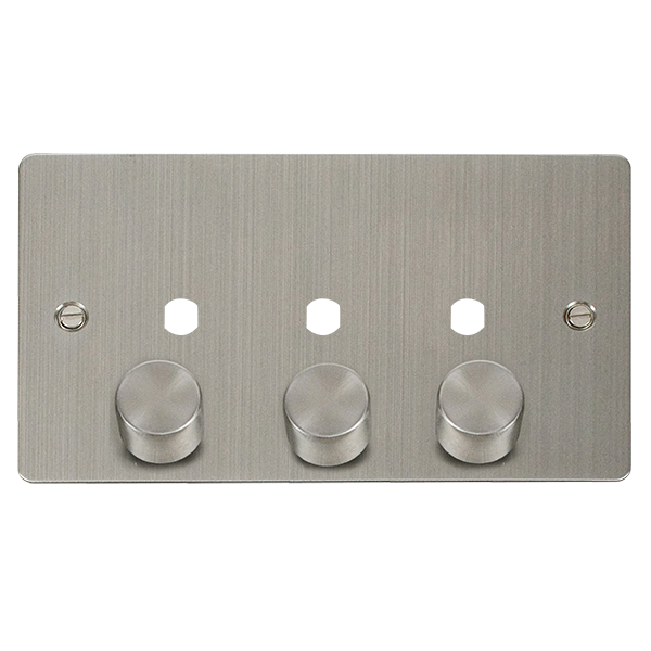 Click Define FPSS153PL Flat Plate 3G Unfurnished Dimmer Plate & Knobs (1200W Max) - Stainless Steel - westbasedirect.com