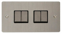 Click Define FPSS414BK Flat Plate 10AX Ingot 4-Gang 2-Way Plate Switch - Stainless Steel (Black)