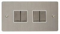 Click Define FPSS414WH Flat Plate 10AX Ingot 4-Gang 2-Way Plate Switch - Stainless Steel (White)