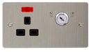 Click Define FPSS655BK Flat Plate 13A Ingot 1G DP Key Lockable Switched Socket + Neon - Stainless Steel (Black) - westbasedirect.com