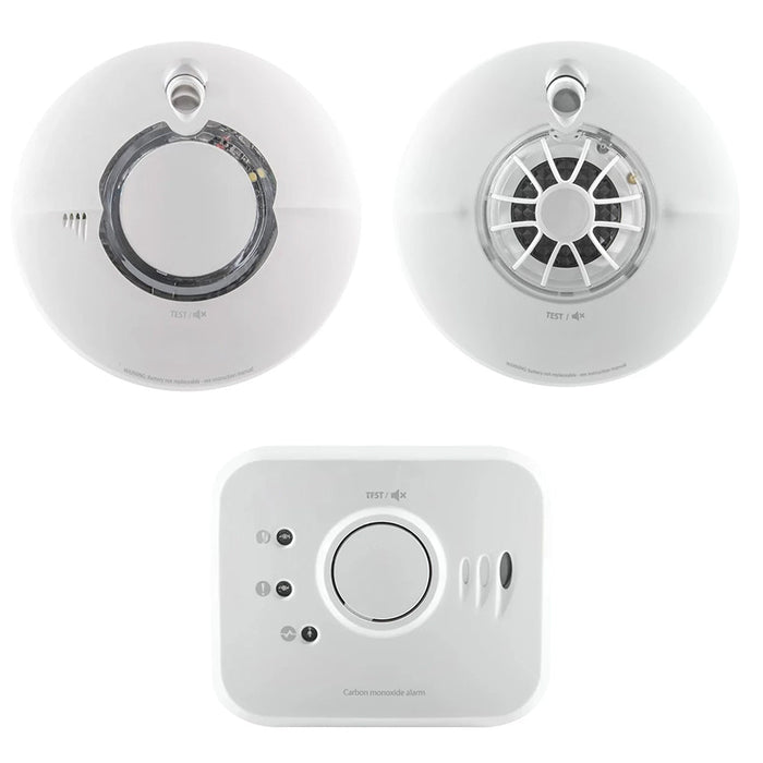 FireAngel Battery Powered FS2126-T 1x Multi-Sensor Smoke, FS1226-T 1x Heat & FS1326-T 1x CO Alarm with 10Yr Sealed Lithium Battery