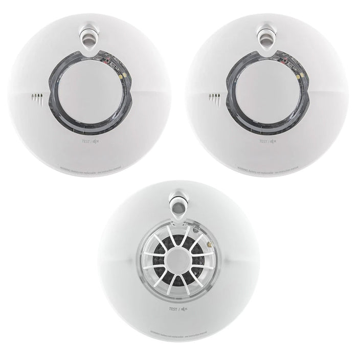 FireAngel Battery Powered FS2126-T 2x Multi-Sensor Smoke & FS1226-T 1x Heat Alarm with 10Yr Sealed Lithium Battery