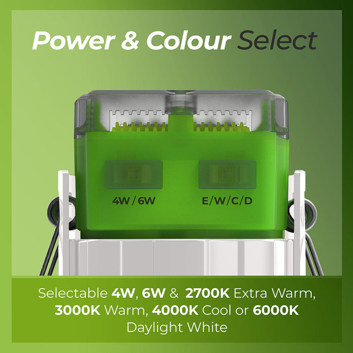 Luceco FTF6WCCT FType MK2 4W/6W 750lm Power Change & 4 Colour CCT 2700K/3000K/4000K/6000K Dimmable IP65 White - Flat (10 Pack)