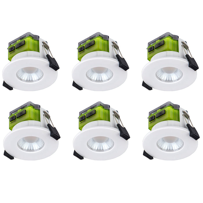 Luceco FTF6WCCT FType MK2 4W/6W 750lm Power Change & 4 Colour CCT 2700K/3000K/4000K/6000K Dimmable IP65 White - Flat (6 Pack)