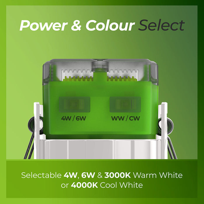 Luceco FTF6WD2W FType MK2 4W/6W 690lm Power Change & CCT Change 3000K/4000K Dim2Warm Dimmable IP65 White - Flat (6 Pack)