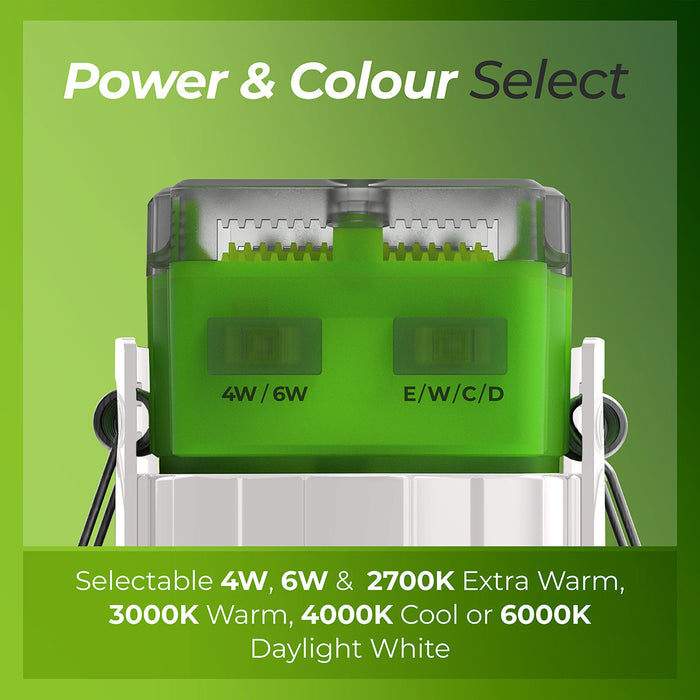 Luceco FTR6WCCT FType MK2 4W/6W 750lm Power Change & 4 Colour CCT 2700K/3000K/4000K/6000K Dimmable IP65 White - Regressed (6 Pack)