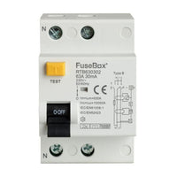 FuseBox RTB630302 63A Double Pole 2 Module 30mA Type B RCD (72mm)