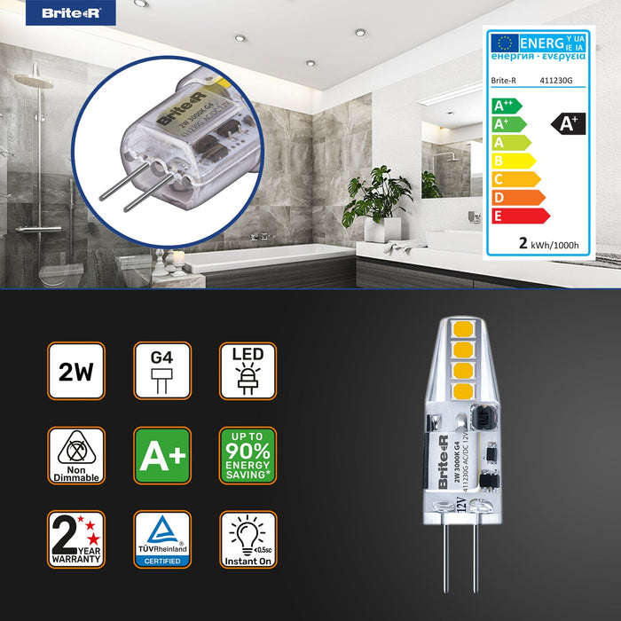 Brite-R 2W G4 LED Bulb Warm White 3000K - westbasedirect.com