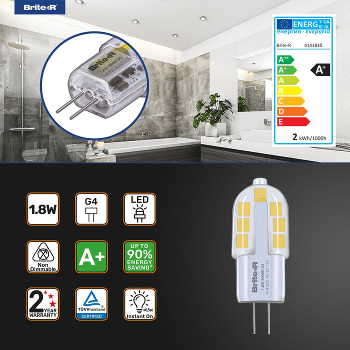 Brite-R 1.8W G4 LED Bulb Warm White 3000K - westbasedirect.com