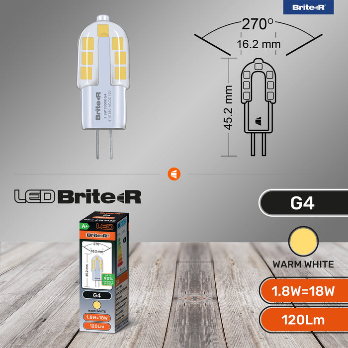 Brite-R 1.8W G4 LED Bulb Warm White 3000K - westbasedirect.com