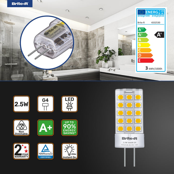 Brite-R 2.5W G4 LED Bulb Warm White 3000K - westbasedirect.com