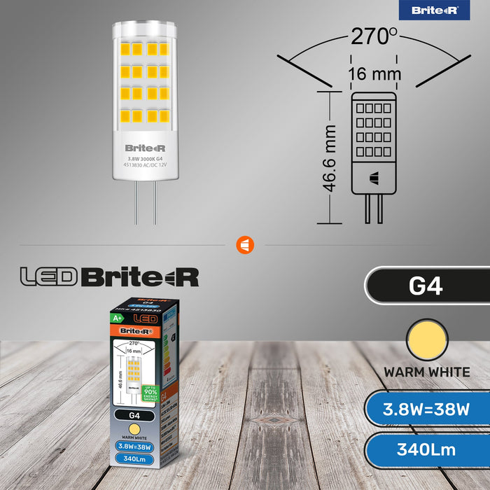 Brite-R 3.8W G4 LED Bulb Warm White 3000K - westbasedirect.com