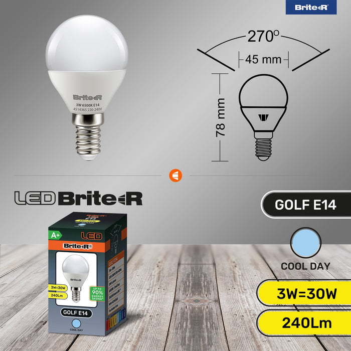 Brite-R 3W E14 SES Golf LED Bulb Cool White 6500K - westbasedirect.com