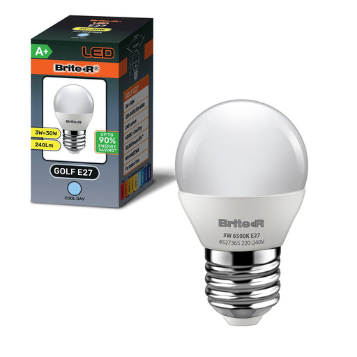 Brite-R 3W E27 ES Golf LED Bulb Cool White 6500K - westbasedirect.com