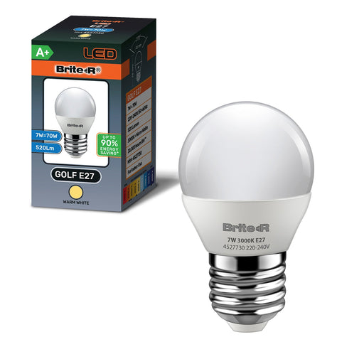 Brite-R 7W E27 ES Golf LED Bulb Warm White 3000K - westbasedirect.com