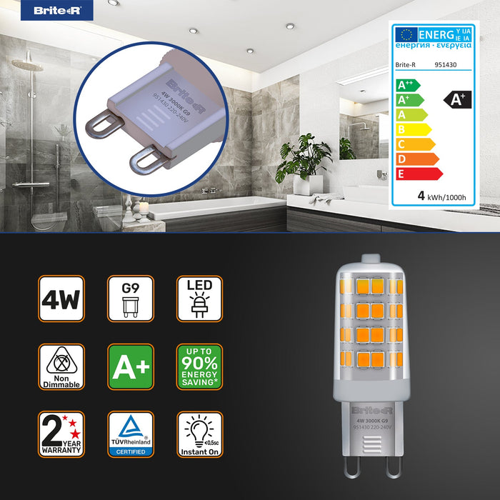 Brite-R 4W G9 LED Bulb Warm White 3000K - westbasedirect.com