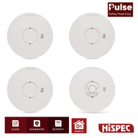 HiSPEC PULSE Mains 3x Optical Smoke Alarm & 1x Heat Alarm c/w 10 Year Lithium Battery Backup (Full Unit)