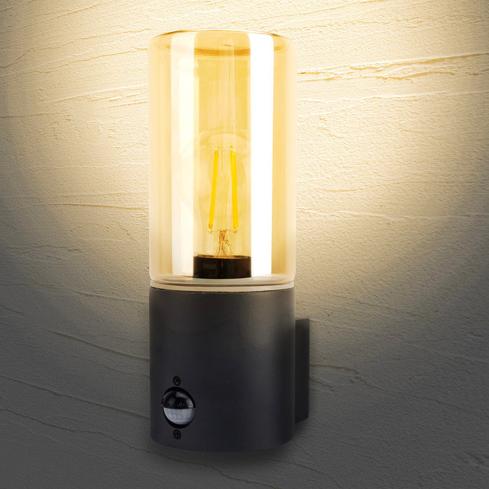 Integral ILDEB068 Outdoor Decorative Wall Light PIR IP54 For 1x E27 Dark Grey (Bulb Not Included) - westbasedirect.com