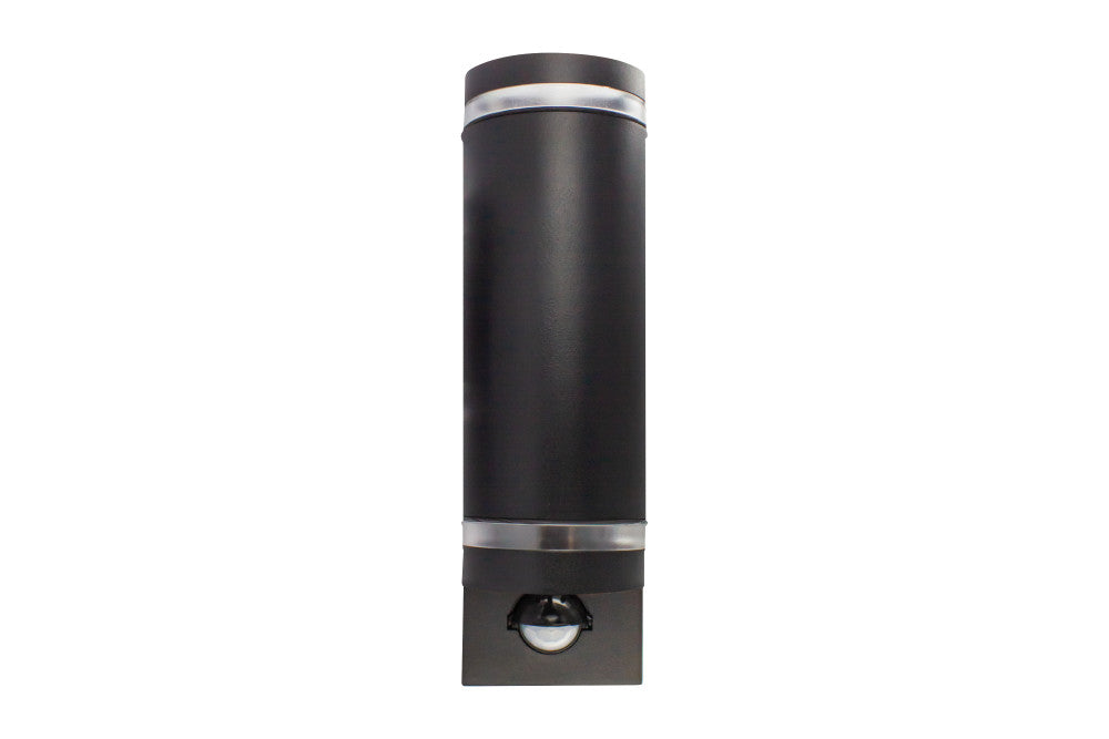 Integral ILDED048 Outdoor Stainless Steel Up And Down GU10 IP54 Wall Light with PIR Black