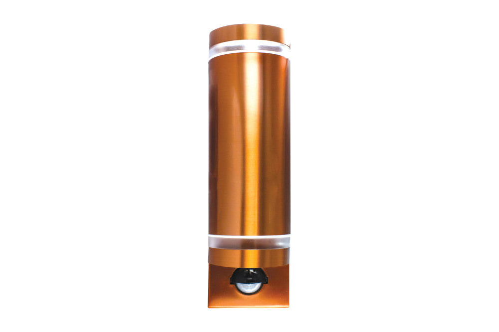 Integral ILDED049 Outdoor Stainless Steel Up And Down GU10 IP54 Wall Light with PIR Copper