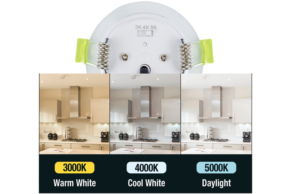 Integral ILDLFR65M003 EcoGuard Fire Rated Downlight Fast Connect 65mm Cutout IP65 600lm 5W 3000K/4000K/5000K 38 Beam Dimmable White